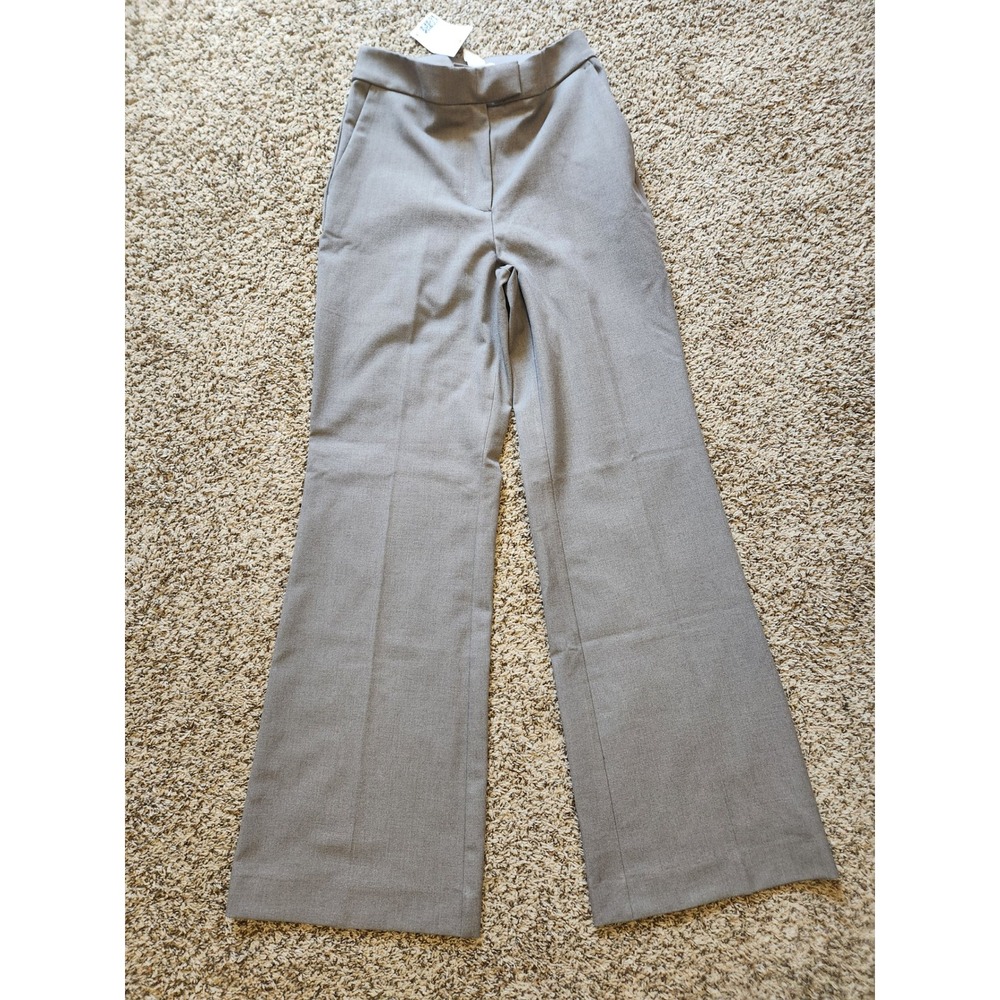 HM Womens Grey High Waisted Wide Leg Dress Pants Trousers Size 0 NEW